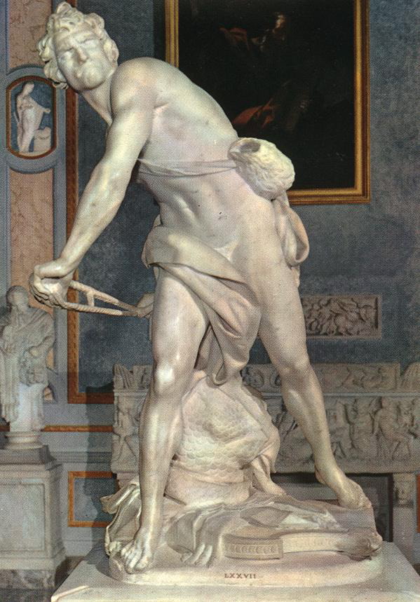 bernini- David-1623-24-Marble, height 170 cm-Galleria Borghese, Rome