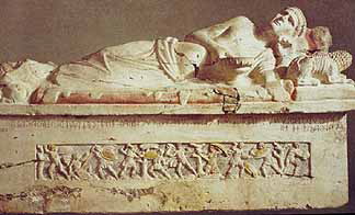 Sarcophagus of Velthur Partunus; Painted Marble and Limestone, 4th B.C.