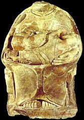 Mother and Child, Limestone Cinerary Urn, 6th B.C.