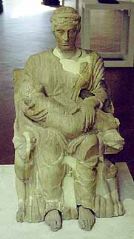 Mother and Child from Chianciano, Limestone Cinerary Urn, 400 B.C.