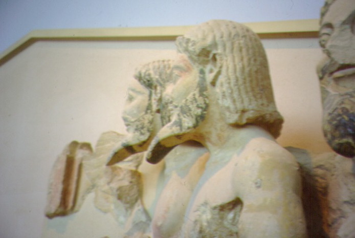 The "Bluebeards," from the pediment of the destroyed Hekatompedon (Acropolis Museum, Athens) c560 BC polychromed limestone