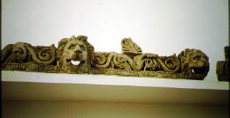 Rain gutter with lion-headed spouts