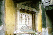A lararium -- frescoed shrine of the household gods