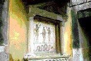 A lararium -- frescoed shrine of the household gods