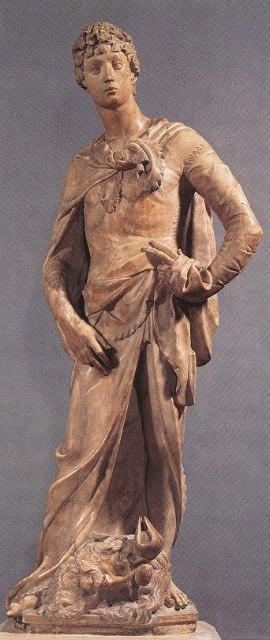 Donatello-David-1409-Marble, height- 191 cm-Museo Nazionale del Bargello, Florence