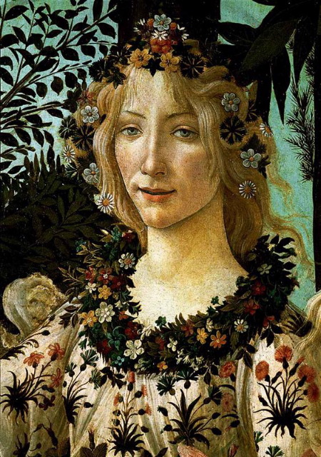 botticelli-La Primavera, "Allegory of Spring" (detail)-1477-78-Tempera on panel-Galleria degli Uffizi, Florence