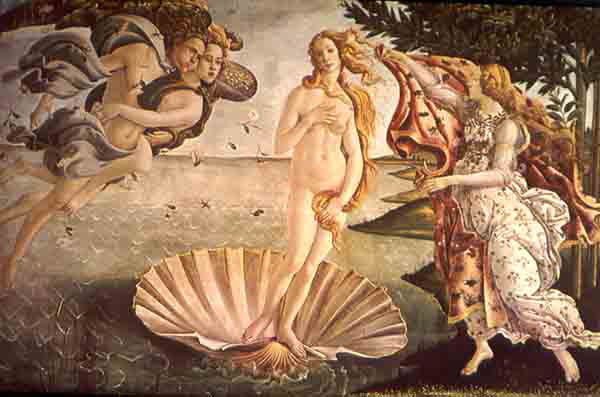 Sandro Botticelli. Birth of Venus. Panel, 1484-86