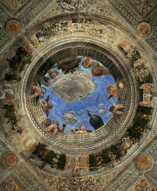 mantegna-Ceiling Oculus-1471-74Fresco, diameter- 270 cm Camera degli Sposi, Ducal Palace, Mantua