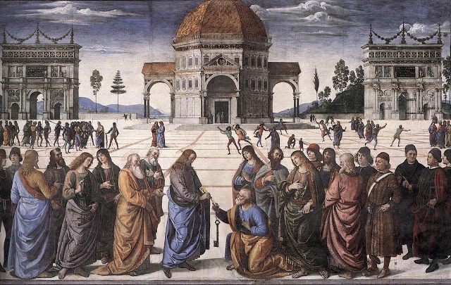 Perugino-Christ Handing the Keys to St. Peter1481-82-Fresco, Cappella Sistina, Vatican