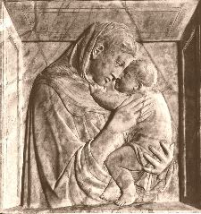 Donatello-Pazzi Madonna-1420-30s-Marble, 74,5 x 69,5 cm-Staatliche Museen, Berlin