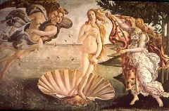 Sandro Botticelli. Birth of Venus. Panel, 1484-86