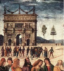 Perugino-Christ Handing the Keys to St. Peter (detail)-1481-82 Fresco Cappella Sistina, Vatican