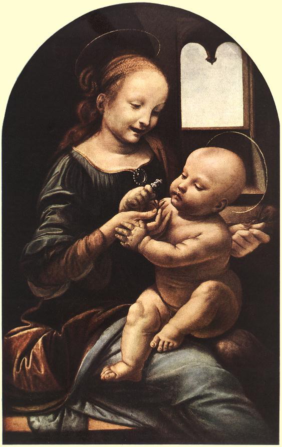 da vinci- Madonna with a Flower (Madonna Benois)-c. 1478-Oil on canvas transferred from wood, 50 x 32 cm-The Hermitage, St. Petersburg