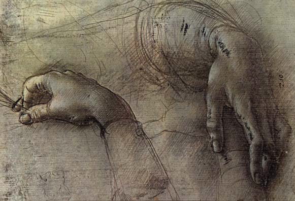 da vinci- Study of a Woman's Hands-Drawing-Royal Collection, Windsor