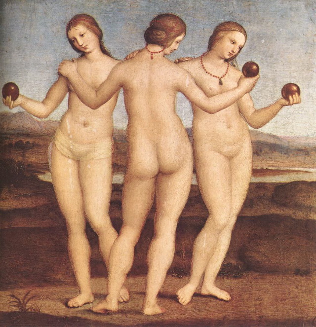 Raphael- The Three Graces-1504-05-Oil on panel, 17 x 17 cm-Musée Condé, Chantilly