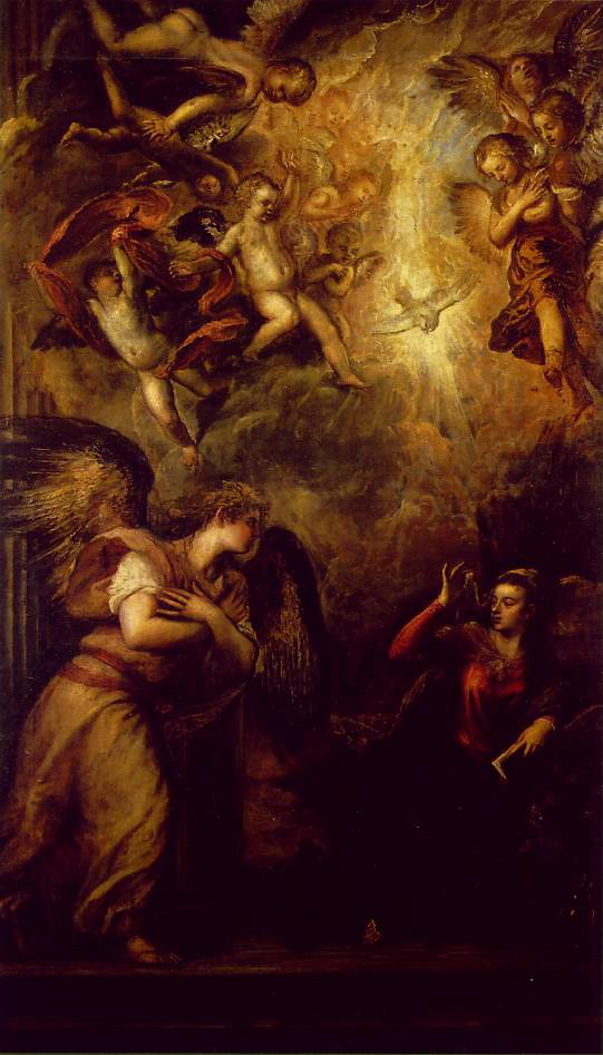 Titian- Annunciation-1559-62-Oil on canvas, 403 x 235 cm-Church of San Salvador, Venice