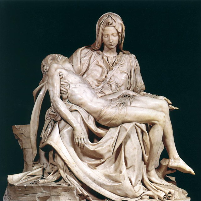 michelangelo- Pietà-1499-Marble, height 174 cm, width at the base 195 cm-Basilica di San Pietro, Vatican