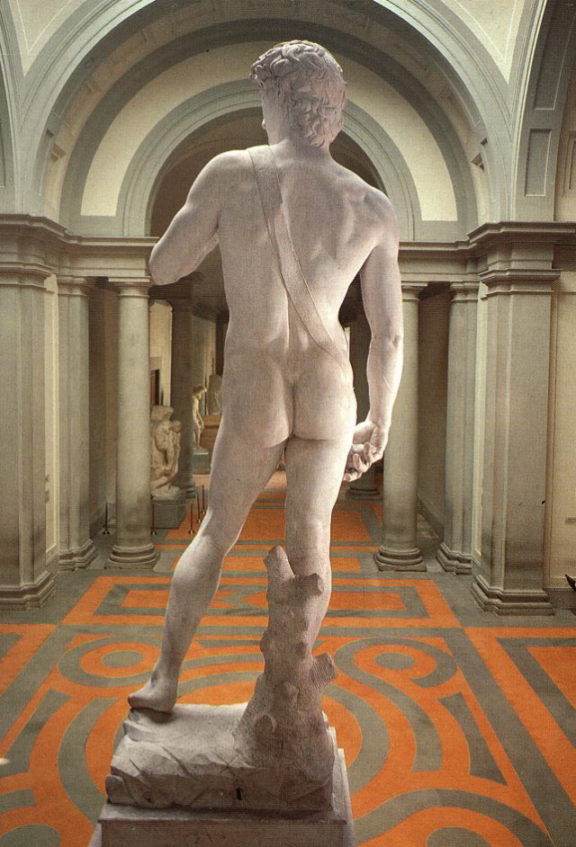 michelangelo- David (rear view)-1504-Marble, height 434 cm-Galleria dell'Accademia, Florence