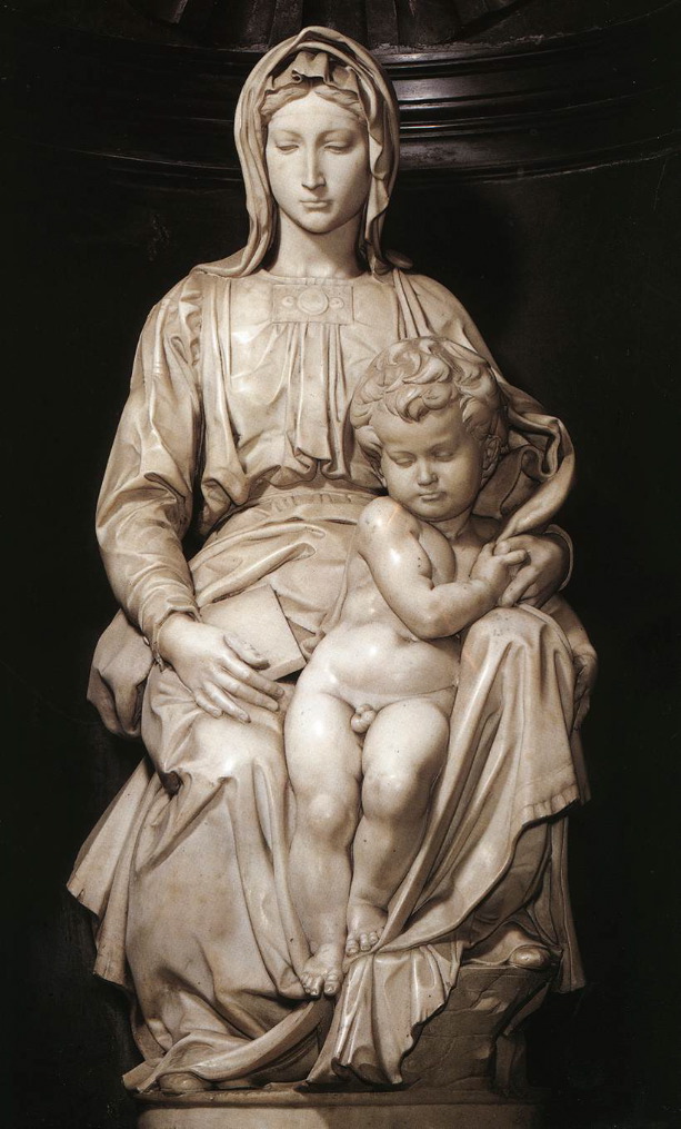michelangelo- Madonna and Child-1501-05-Marble, height- 128 cm (including base)-O.L. Vrouwekerk, Bruges