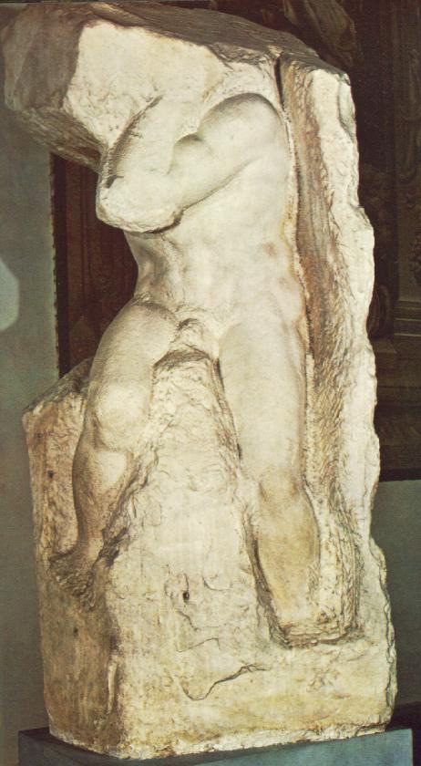 michelangelo- Slave (Atlas)-1519-36-Marble, height 208 cm-Galleria dell'Accademia, Florenc