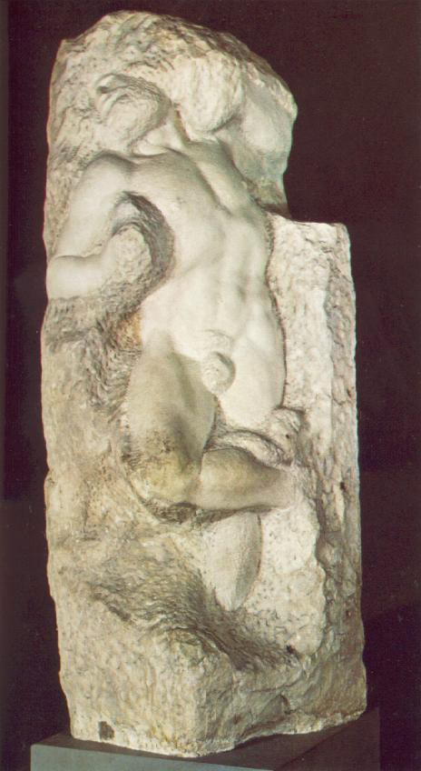 michelangelo- Slave (awakening)-1519-36-Marble, height 267 cm-Galleria dell'Accademia, Florence