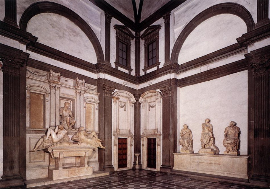 michelangelo- View of the Medici Chapel-1526-33-Marble-Sagrestia Nuova, San Lorenzo, Florence