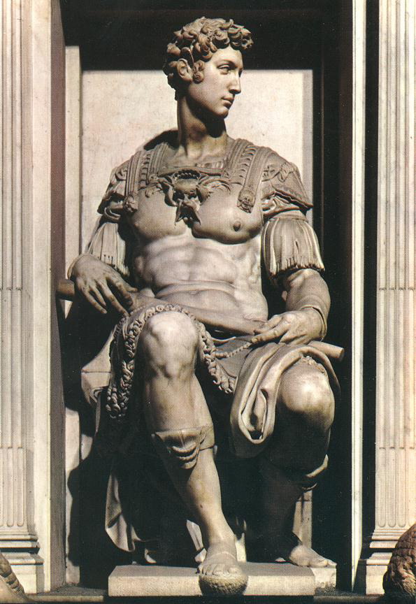 michelangelo- Tomb of Giuliano de' Medici (detail)-1526-33-Marble-Sagrestia Nuova, San Lorenzo, Florence