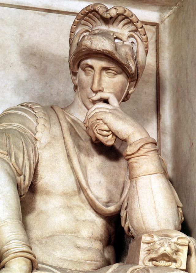 michelangelo- Tomb of Lorenzo de' Medici (detail)-1524-31-Marble-Sagrestia Nuova, San Lorenzo, Florence