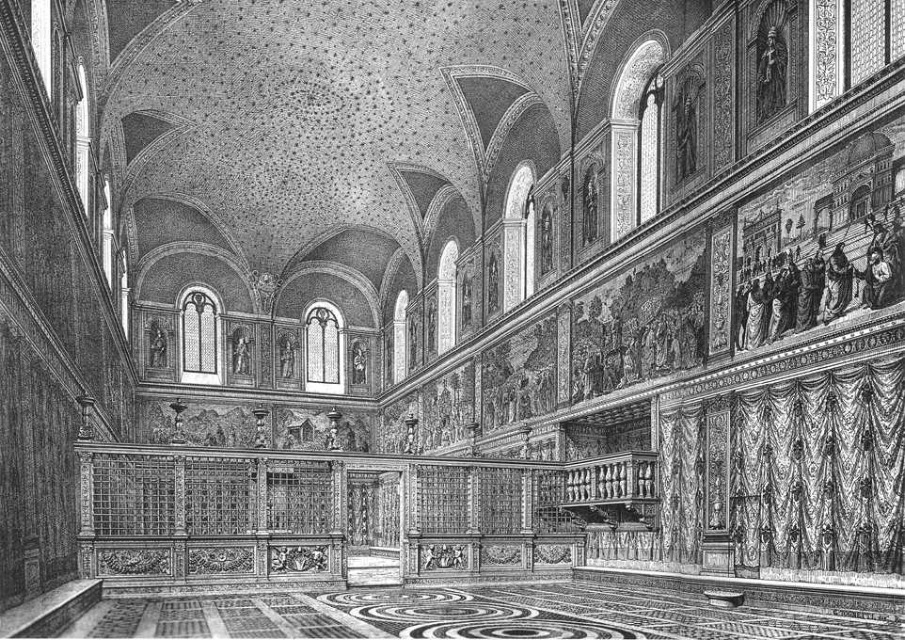 michelangelo- Reconstruction of the interior-1480s-Cappella Sistina, Vatican