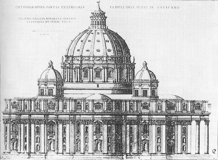 michelangelo- Project for St Peter in Rome-1547 Engraving