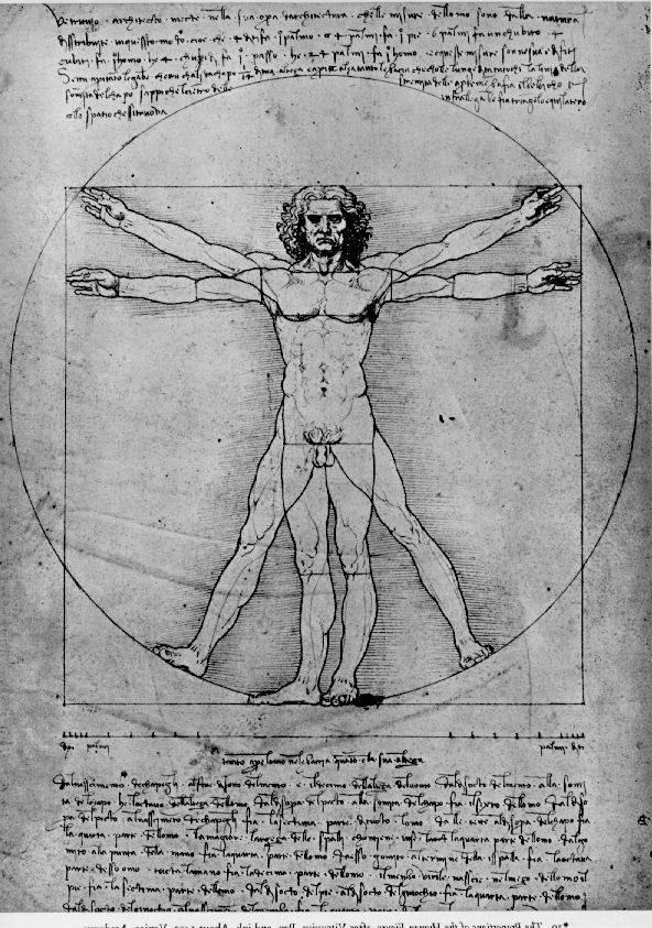 da vinci- Vitruvian Man, Study of proportions, from Vitruvius's De Architectura-1492 Pen and ink, 34.3 x 24.5 cm-Gallerie dell'Accademia, Venice