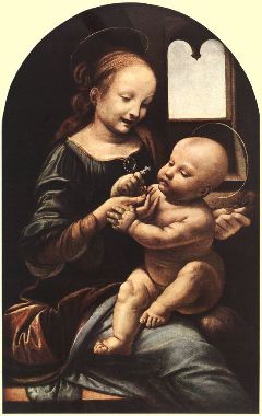 da vinci- Madonna with a Flower (Madonna Benois)-c. 1478-Oil on canvas transferred from wood, 50 x 32 cm-The Hermitage, St. Petersburg