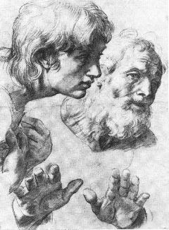 Raphael- Heads and hands of the Apostles--Black chalk, 490 x 360 mm-Ashmolean Museum, Oxford