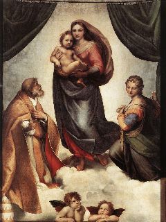 Raphael- The Sistine Madonna-1513-14-Oil on canvas, 265 x 196 cm-Gemaldegalerie, Dresden