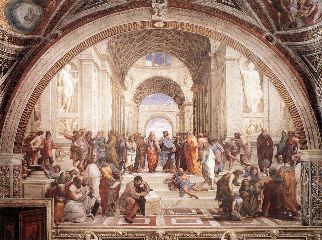Raphael- The School of Athens-1509-Fresco, width at the base 770 cm-Stanza della Segnatura, Palazzi Pontifici, Vatican