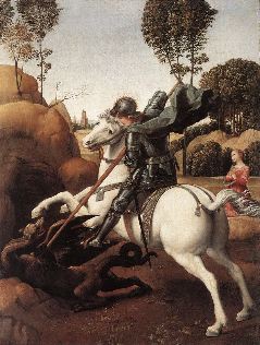 Raphael- St George and the Dragon-1505-06-Oil on wood, 28.5 x 21.5 cm-National Gallery of Art, Washington
