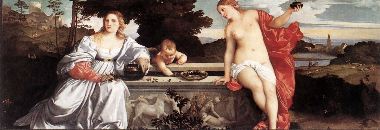 Titian- Sacred and Profane Love-1514-Oil on canvas, 118 x 279 cm-Galleria Borghese, Rome