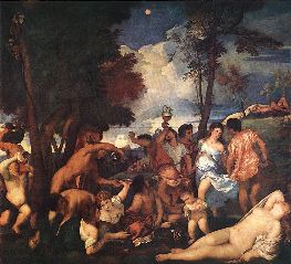 Titian- The Andrians (Bacchanalia)-c. 1525-Oil on canvas, 175 x 193 cm-Museo del Prado, Madrid