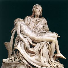 michelangelo- Pieta-1499-Marble, height 174 cm, width at the base 195 cm-Basilica di San Pietro, Vatican