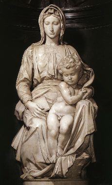 michelangelo- Madonna and Child-1501-05-Marble, height- 128 cm (including base)-O.L. Vrouwekerk, Bruges