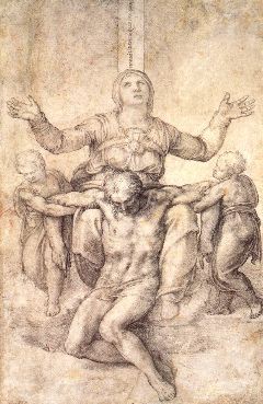 michelangelo- Study for the Colonna Pieta-c. 1538-Chalk-Isabella Stewart Gardner Museum, Boston