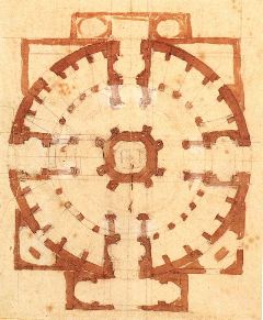 michelangelo- Plan for a Church-c. 1560-Ink-Casa Buonarroti, Florence
