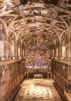 Interior, Sistine Chapel, Vatican, Rome. Built 1475-81
