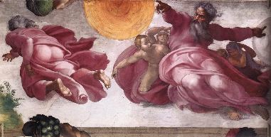 michelangelo- Creation of the Sun, Moon, and Plants-1511-Fresco, 280 x 570 cm-Cappella Sistina, Vatican-