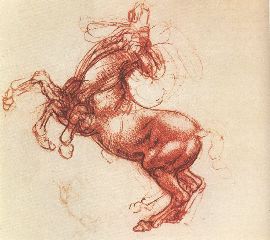 da vinci- Rearing Horse-1483-98-Red chalk, 15,5 x 14 cm-Gabinetto Nazionale dei Disegni e Stampe, Florence
