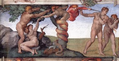 michelangelo- The Fall and Expulsion from Garden of Eden-1509-10-Fresco, 280 x 570 cm-Cappella Sistina, Vatican
