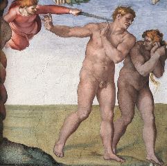 michelangelo- Expulsion from Garden of Eden-1509-10-Fresco-Cappella Sistina, Vatican