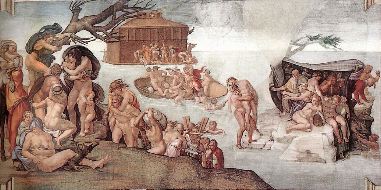 michelangelo- The Deluge-1508-09-Fresco, 280 x 570 cm-Cappella Sistina, Vatican