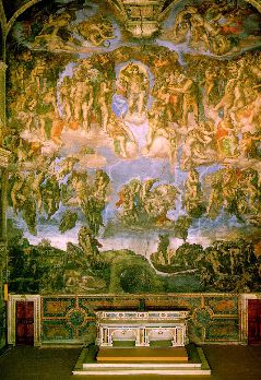 michelangelo- Last Judgment(pre-cleaning)-1537-41-Fresco, 1370 x 1220 cm-Cappella Sistina, Vatican