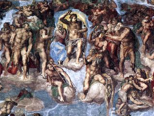 michelangelo- Last Judgment (detail of Christ the Judge)(pre-cleaning)-1537-41-Fresco-Cappella Sistina, Vatican-